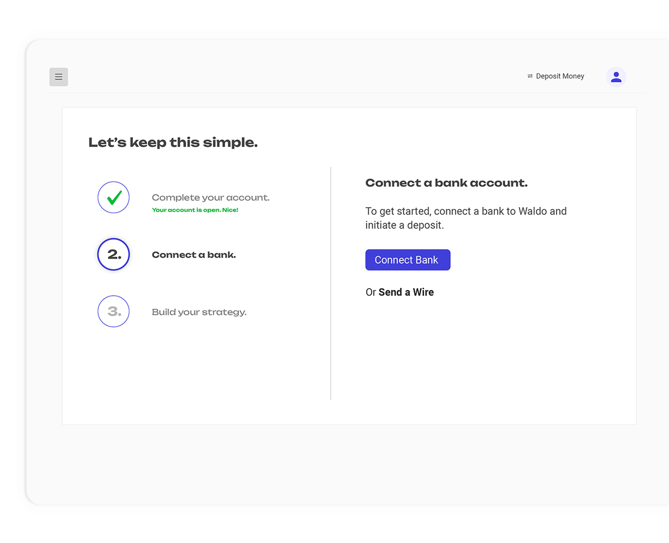 Connect your bank account to Waldo to start earning yield